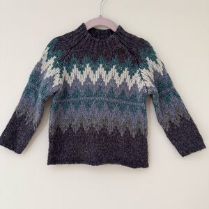 Zara Kids Multicolor Diamond Pattern Fair Isle Knit Sweater w Buttons, Sz 12-18m